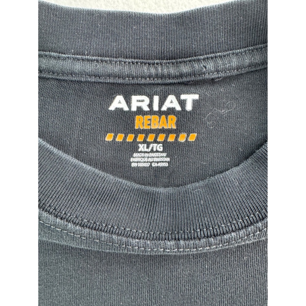 Ariat Rebar Cotton Strong‎ Logo T-Shirt Mens Size XL Black Short Sleeve Tee - Picture 4 of 12